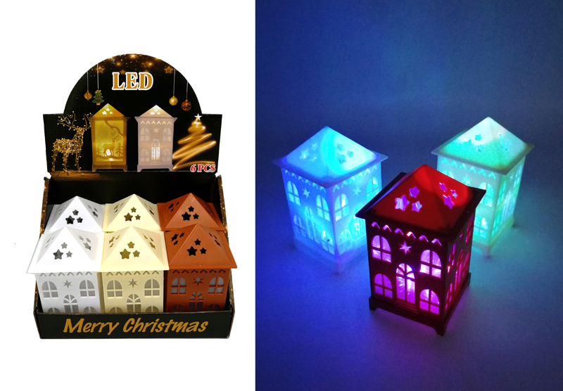 LED Lichtdeko Winterhaus in 6er Display LED Lichtdeko Winterhaus in 6er Display